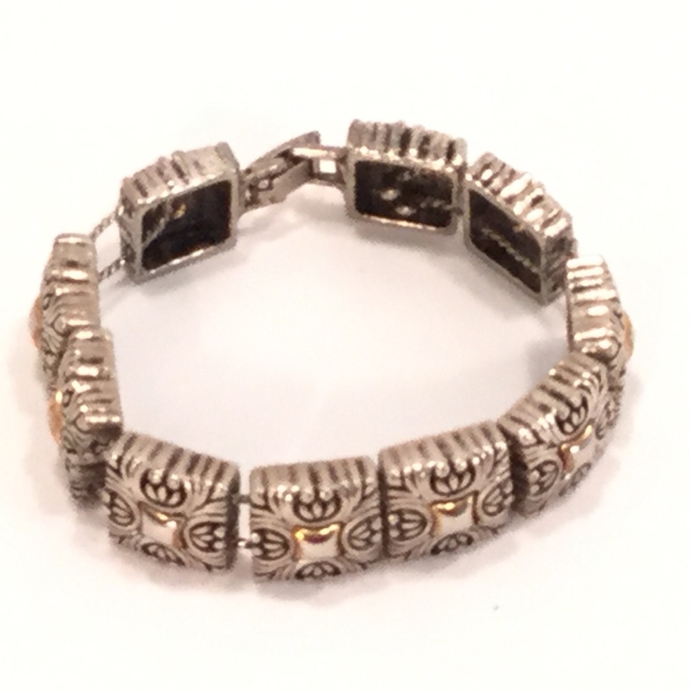 Silver Slide Bracelet with Hint of Gold